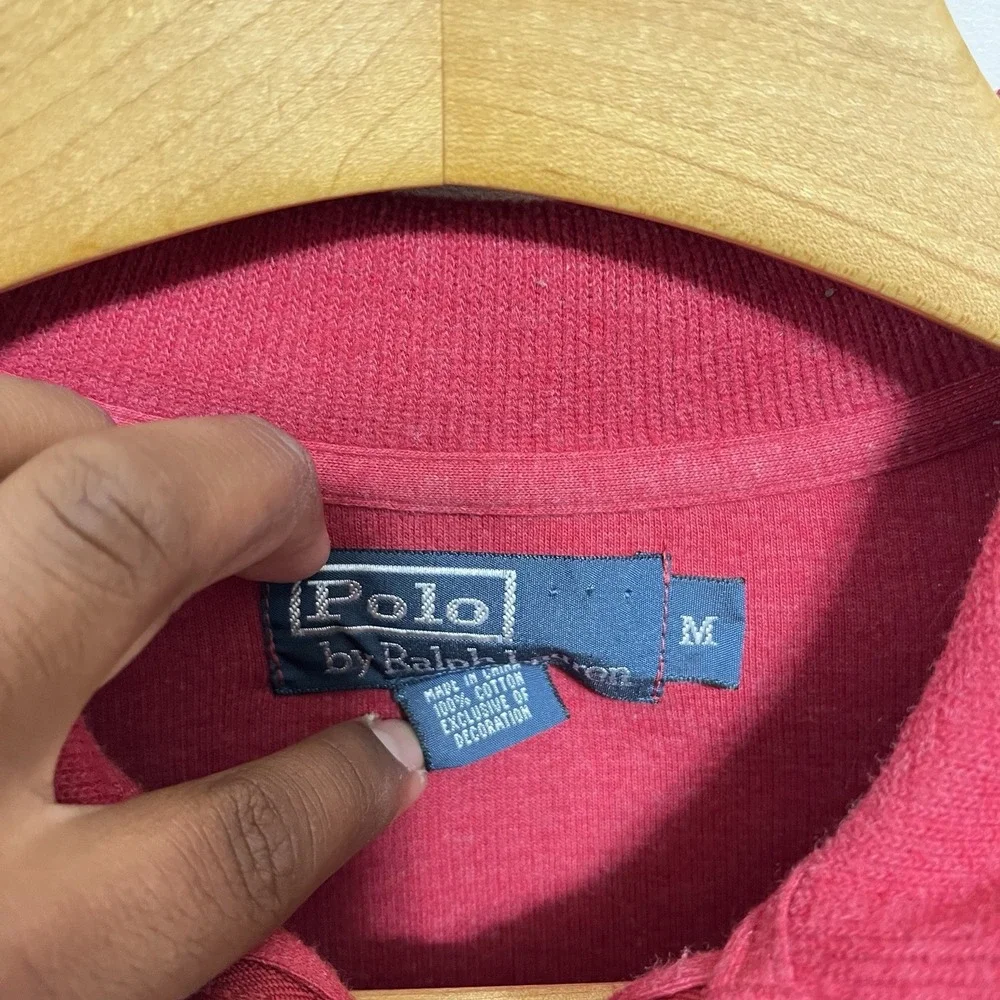 Polo Ralph Lauren Sweater Mens M Red Quarter Zip Red Pony Logo Estate Rib Preppy